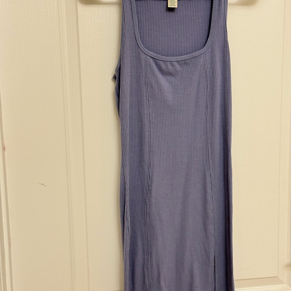 Blue Sleeveless Ribbed Dress